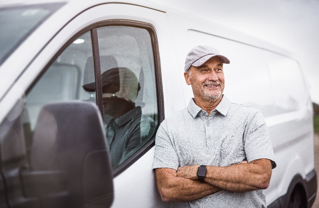 Employee outside of sprinter van